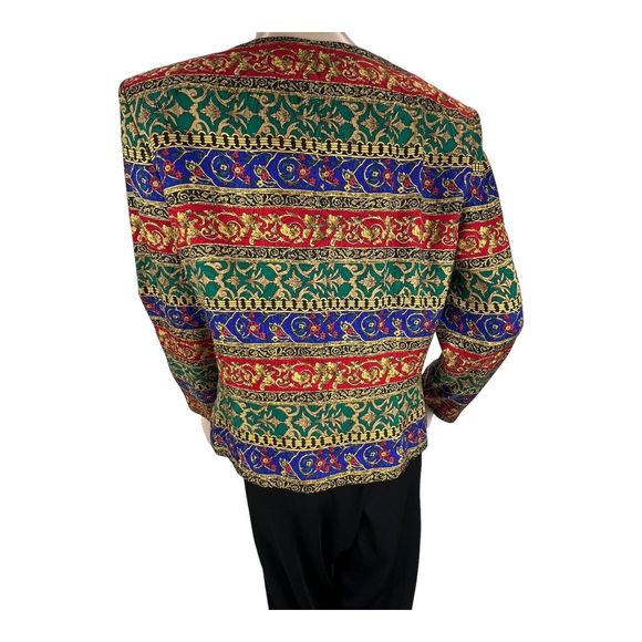 Vtg Talbot Petites 100% Silk Jacket Colorful Floral Print Button Front Sz 14 - Picture 7 of 8